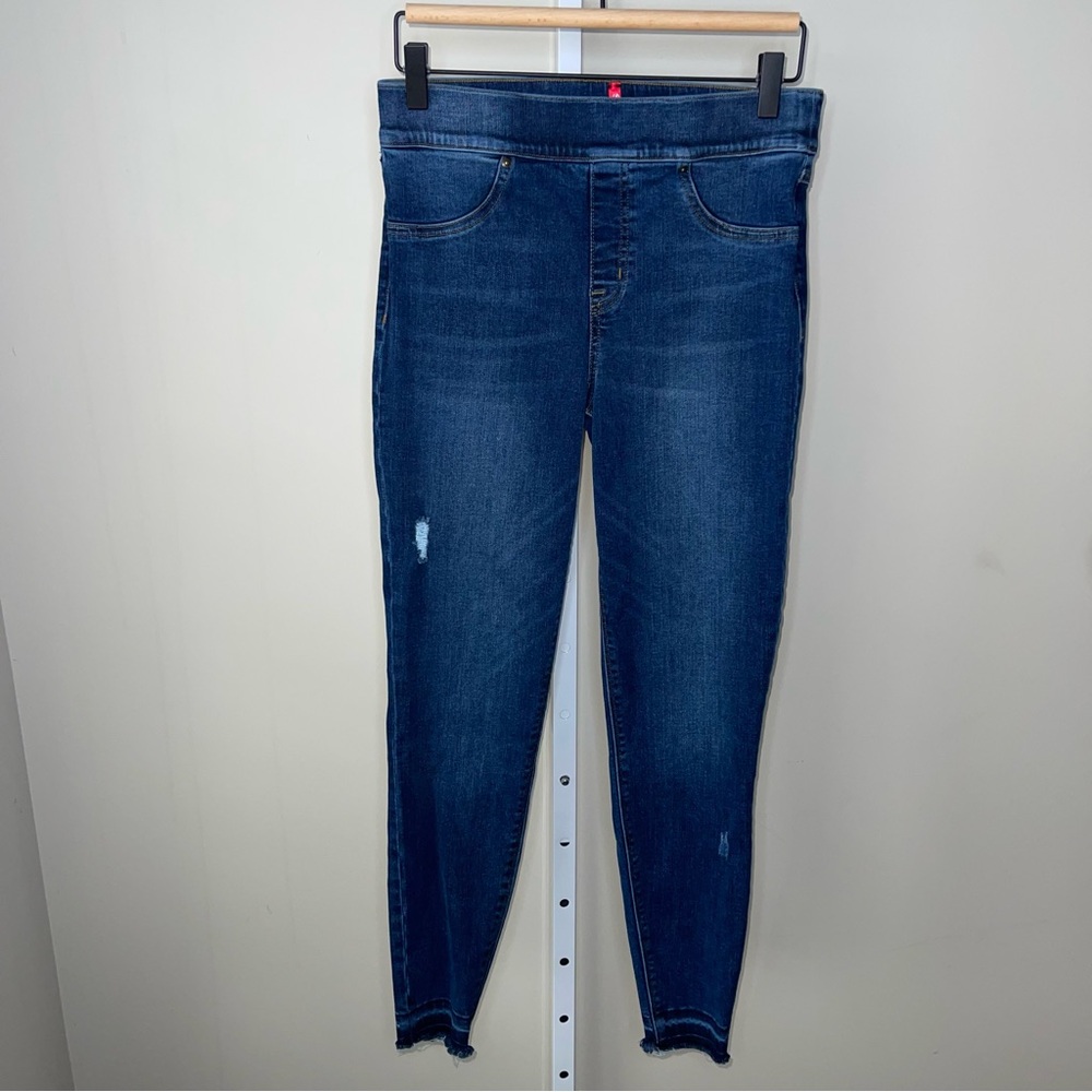 Spanx Denim Leggings Jeggings Medium -Blue Skinny Raw Hem